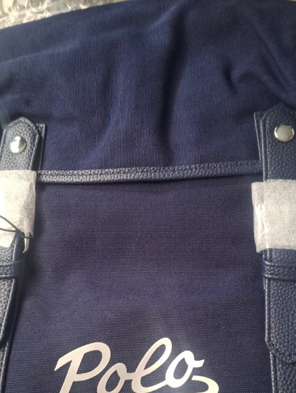 Polo by Ralph Lauren Navy Logo Backpack with Leather-Trim Straps